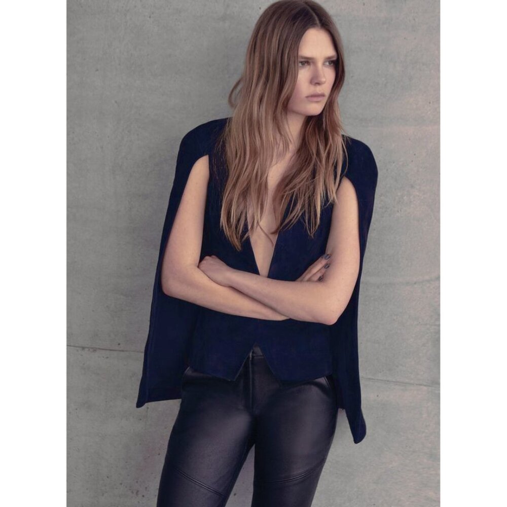 NWT Alexis midnight blue Lenore cape vest blazer